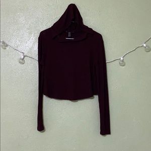 Maroon long sleeve crop top